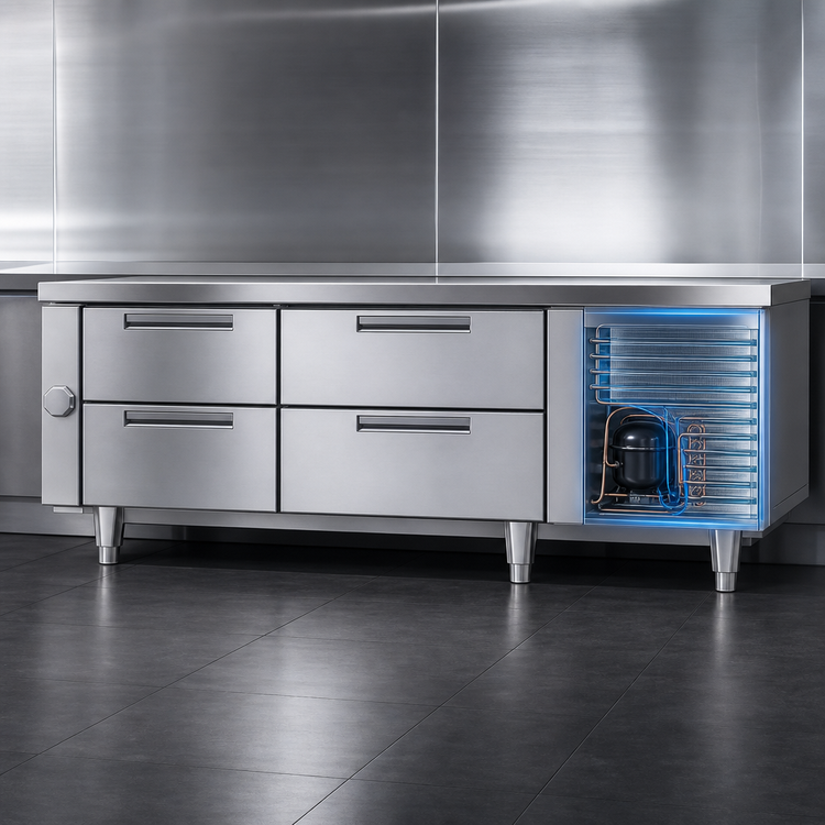 Product image #3 for Garland Polar Cuisine 78-Inch Self-Contained Refrigerated Drawer Base, 2-Section, 4 Drawers