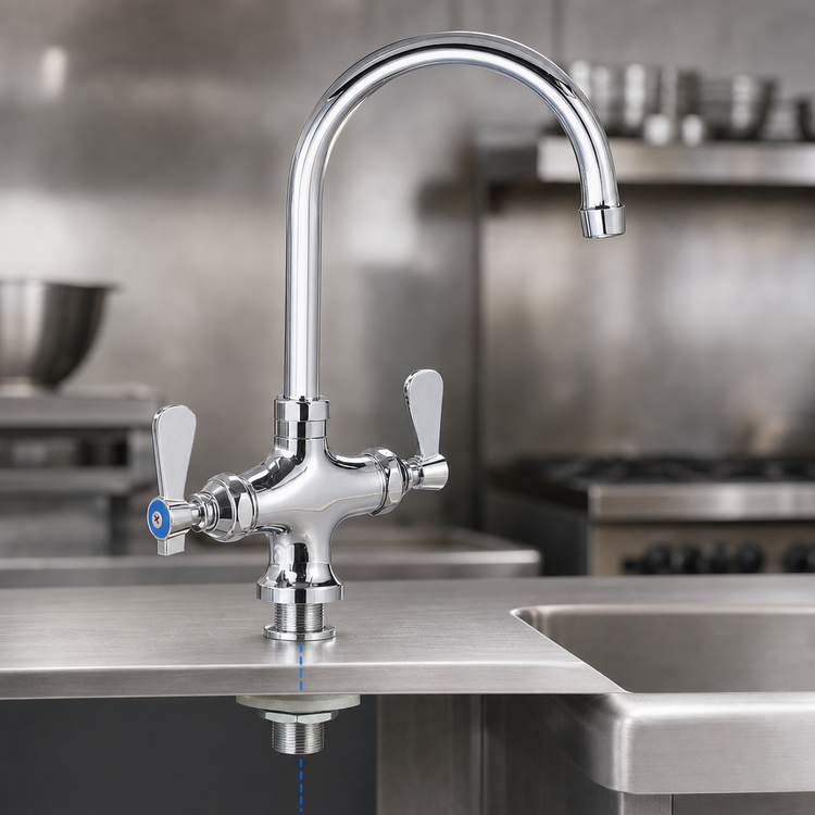 Product image #3 for OptiFlow Heavy Duty Deck Mount Dual Valve Pantry Faucet with 3-Inch Gooseneck Spout