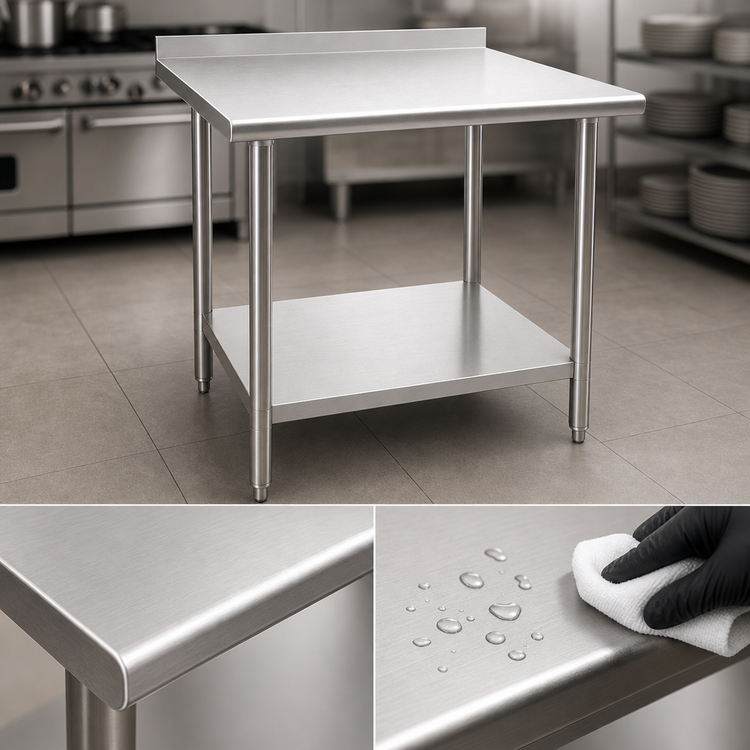 Product image #3 for BlendPort® FL Series Open Base Stainless Steel Work Table with Undershelf and 1-1/2-Inch Rear Upturn, 60 x 24 Inches