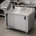 Thumbnail image #3 for Advance Tabco Enclosed Work Table with Cabinet Base, Mid-Shelf, Sliding Doors, 48 x 36 Inch, 14 Gauge 304 Stainless Steel Top, 5 Inch Backsplash