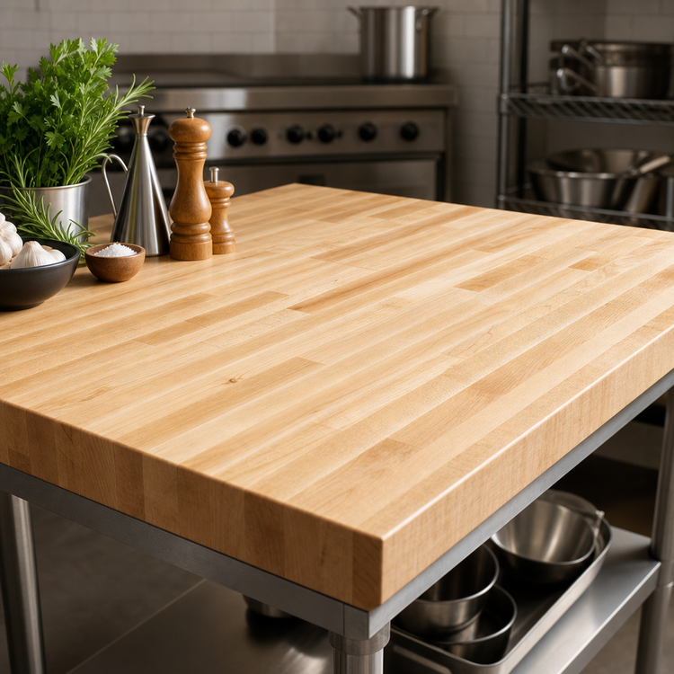 Product image #3 for John Boos Boos Block 84" x 27" Maple Kitchen Countertop, Blended Edge Grain, 1-1/2" Thick, Penetrating Oil Finish