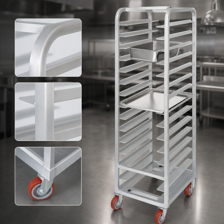 Product image #3 for Lifetime Tough Universal Extra Heavy-Duty Steam Table Pan Rack, 20-Pan Capacity, Aluminum, 21 x 26 x 70 Inches