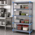 Thumbnail image #3 for Quantum Millenia QP184274V3S1 42"W x 18"D x 74"H Gray Polymer Shelving Starter Unit, 4-Shelf, Stationary