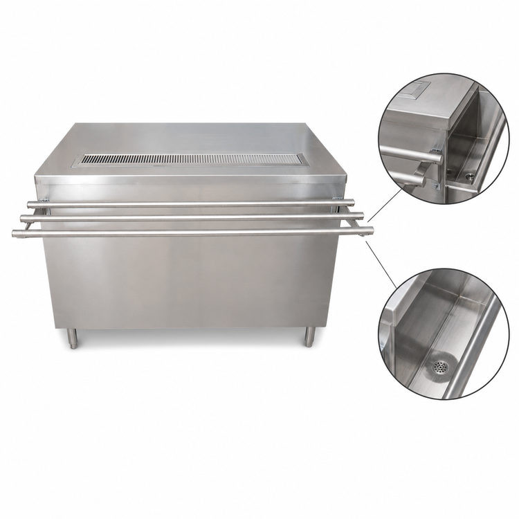 Product image #3 for BK Resources 72-Inch Stainless Steel Self-Serve Serving Counter with Hinged Locking Doors and Urn Trough