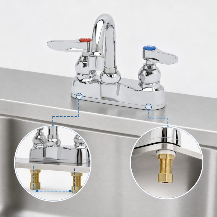 Product image #3 for 4-Inch Centerset Deck Mount Medical Lavatory Faucet with Swivel Gooseneck and 2.2 GPM Aerator