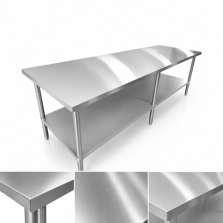 Product image #3 for Sapphire 120-Inch x 18-Inch Flat Top Stainless Steel Work Table with Undershelf