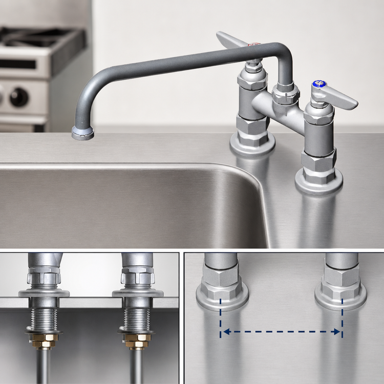 Product image #3 for T&S Brass B-0225 Deck Mount Mixing Faucet with 12" Swing Nozzle, 4" Centers, Low Lead, ADA Compliant