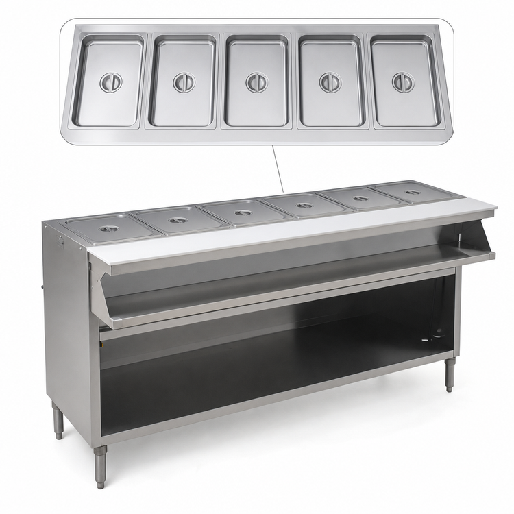 Product image #3 for Spec-Master SHT5CB-208 5-Well Electric Sealed Hot Food Table, 79"W