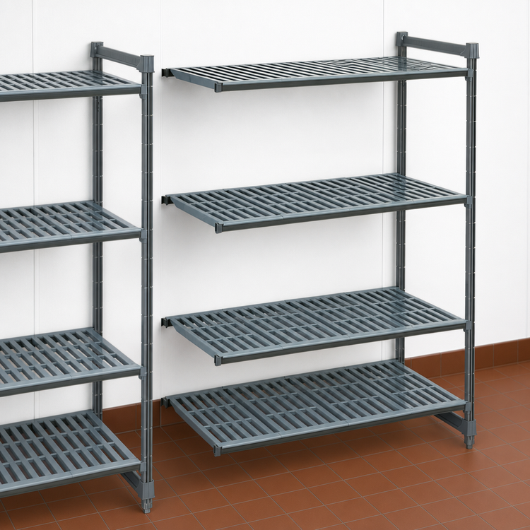 Product image #3 for Cambro Camshelving Basics Plus 4-Tier Vented Polymer Add-On Shelving Unit, 18 x 30 x 72 Inches, Brushed Graphite