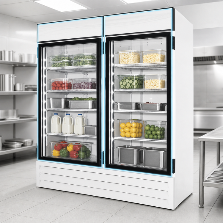 Product image #3 for Fogel Two-Section Glass Door Reach-In Refrigerator, 65 Cu. Ft., 115V