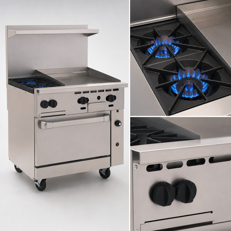 Product image #3 for Vulcan Endurance 36-Inch Gas Restaurant Range with 2 Open Burners, 24-Inch Griddle and Standard Oven