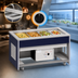 Thumbnail image #3 for Atlas Metal INFHC-6 Mobile 6-Pan Hot/Cold Buffet Unit with Open Cabinet Base