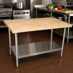 Thumbnail image #3 for BK Resources MFTS-7236 72 x 36-Inch Hard Maple Flat Top Work Table with Stainless Steel Base and Undershelf