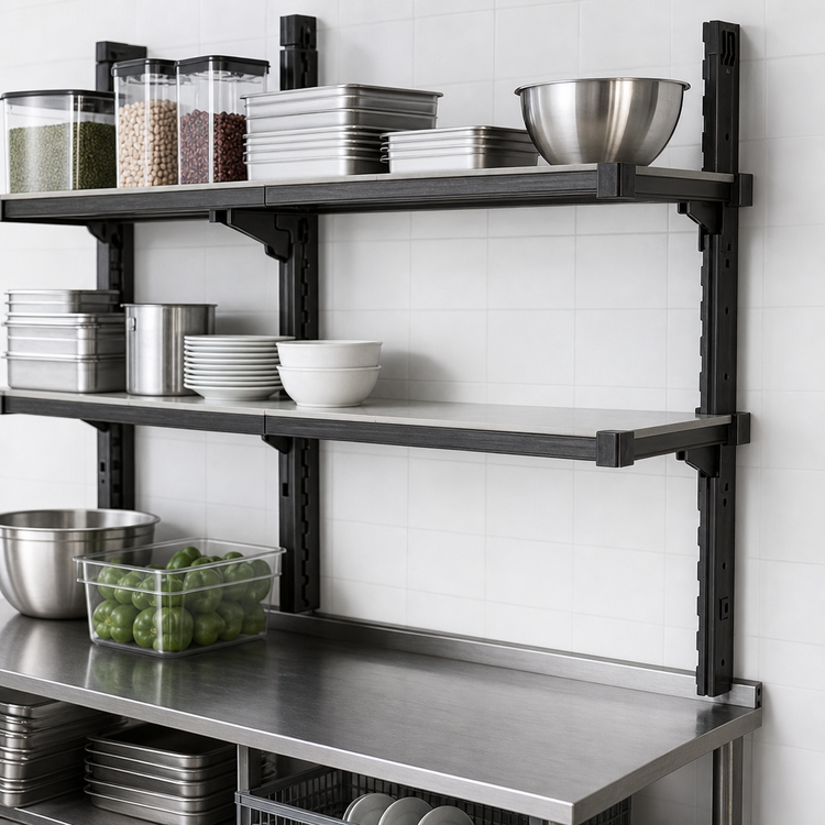 Product image #3 for Cambro Camshelving Elevation 14 x 48-Inch Wall-Mounted Solid Add-On Shelf Kit, Brushed Graphite