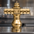 Thumbnail image #3 for Glastender Braumeister 6-Faucet Air-Cooled Draft Dispensing Tower with Surface-Mount Drain Pan, Polished Brass Finish