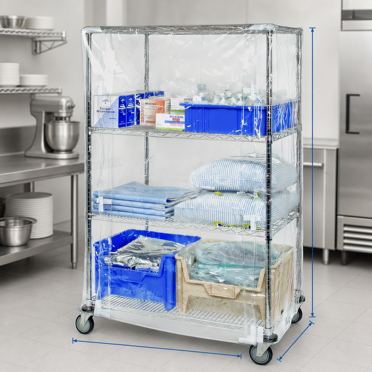 Product image #3 for Quantum Wire Cart Cover with Velcro Flap, 18 x 48 x 63 Inch, Clear Vinyl
