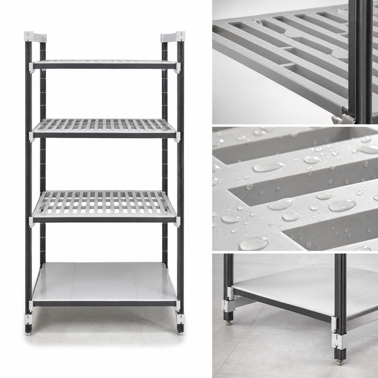 Product image #3 for Camshelving Elements XTRA 18" D x 36" L x 72" H 4-Tier Stationary Starter Shelving Unit, 3 Vented + 1 Solid Shelves