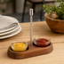 Thumbnail image #4 for American Metalcraft Parker Collection Acacia Wood Condiment Caddy