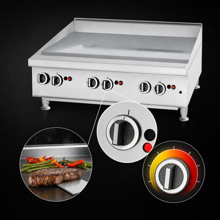 Product image #3 for Garland U.S. Range 47-1/4 Inch Heavy-Duty Countertop Gas Griddle, 1-Inch Smooth Steel Plate, Thermostatic Controls