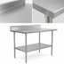 Thumbnail image #3 for John Boos Stallion 144-Inch x 36-Inch Stainless Steel Work Table with 5-Inch Backsplash, Safety Edge, and Fixed Undershelf
