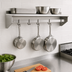 Thumbnail image #3 for Eagle Group 36-Inch x 15-Inch Wall-Mounted Stainless Steel Pot Rack Wall Shelf with 3 Hooks