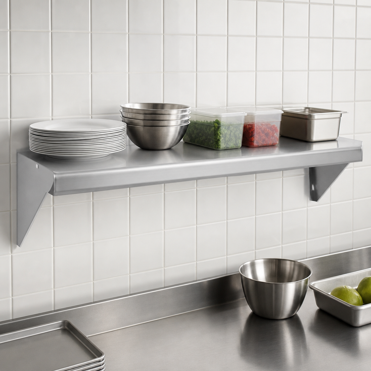 Product image #3 for Advance Tabco Special Value Series Wall-Mounted Tab-Lock Shelf, 36 x 11-1/8 Inches, 18/430 Stainless Steel