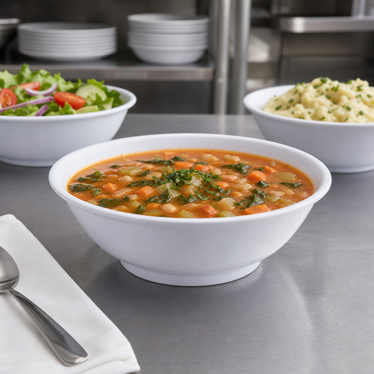 Product image #4 for Winco 32 oz White Rimless Round Melamine Bowl