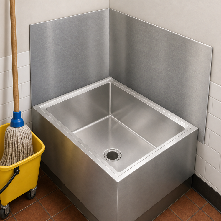 Product image #3 for John Boos Add-On Mop Sink Wainscoting Wall Guard for 24 x 24 Bowl, Rear, Left & Right, Stainless Steel