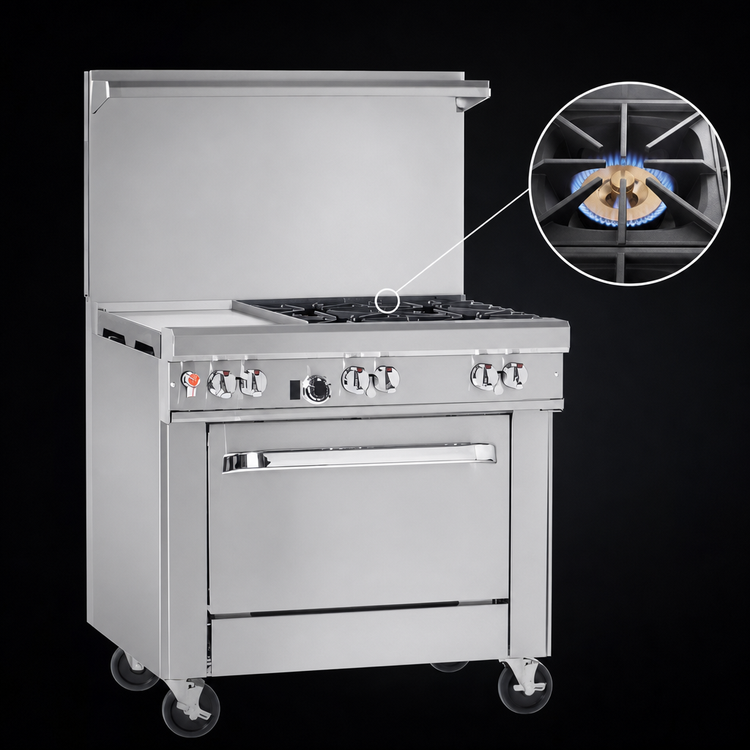 Product image #3 for Southbend Ultimate 36-Inch Gas Restaurant Range with 2 Star/Saute Burners, 24-Inch Thermostatic Griddle, and Standard Oven
