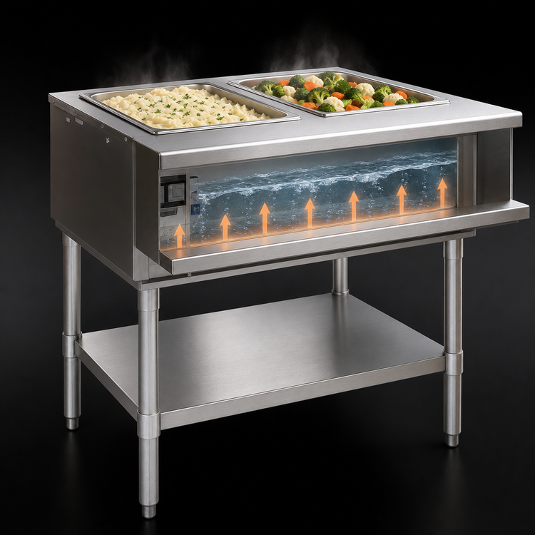 Product image #3 for Eagle Group 33-Inch Natural Gas Water Bath Hot Food Table with 2 Openings, Open Base