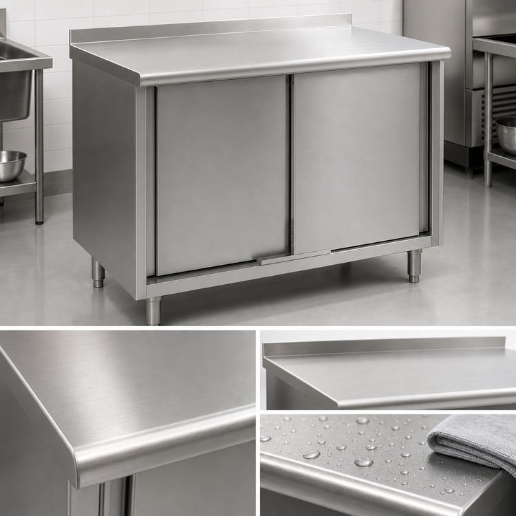Product image #3 for Eagle Group Spec-Master 72-Inch x 24-Inch Stainless Steel Enclosed Work Table with Sliding Doors
