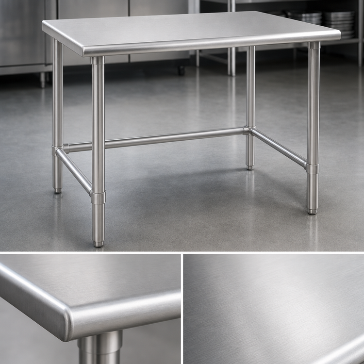 Product image #3 for Eagle Deluxe Series 84-Inch x 24-Inch Flat Top Stainless Steel Work Table with Tubular Base