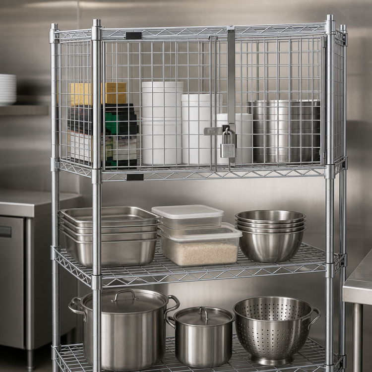 Product image #3 for Eagle Group Security Enclosure Kit for Wire Shelving, 24 x 36 Inch, Hinged Doors, Stainless Steel