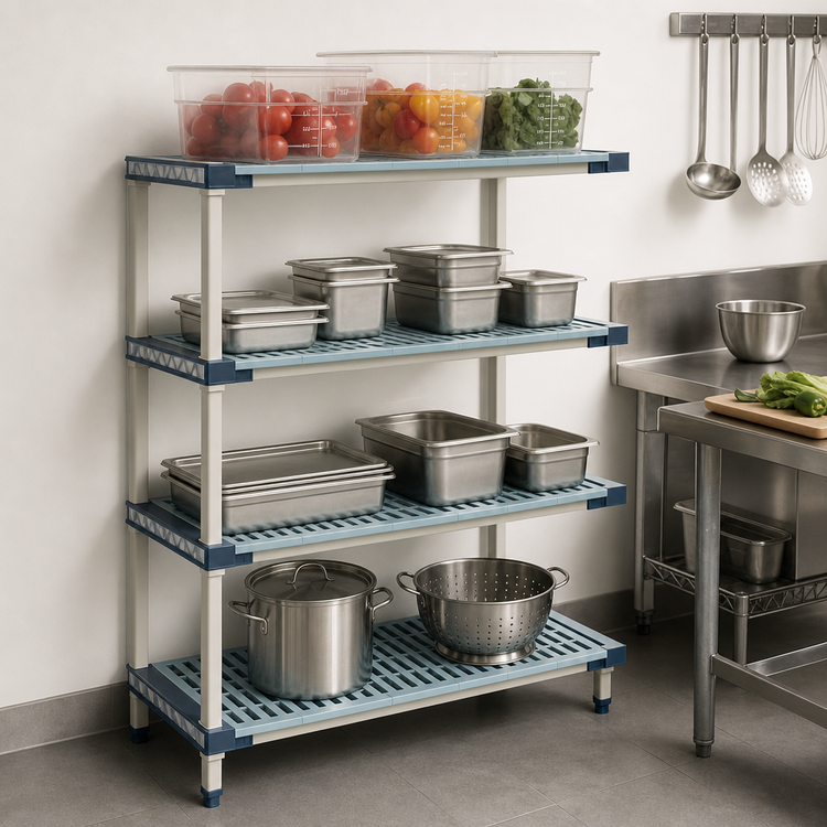 Product image #3 for MetroMax 4 Rust-Proof All-Polymer Add-On Shelving Unit, 24W x 18D, 4 Shelves, Blue