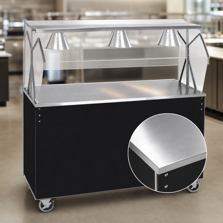 Product image #3 for Vollrath 2-Series Affordable Portable 46-Inch Mobile Cafeteria Utility Station with Breath Guard and Sliding Door Storage
