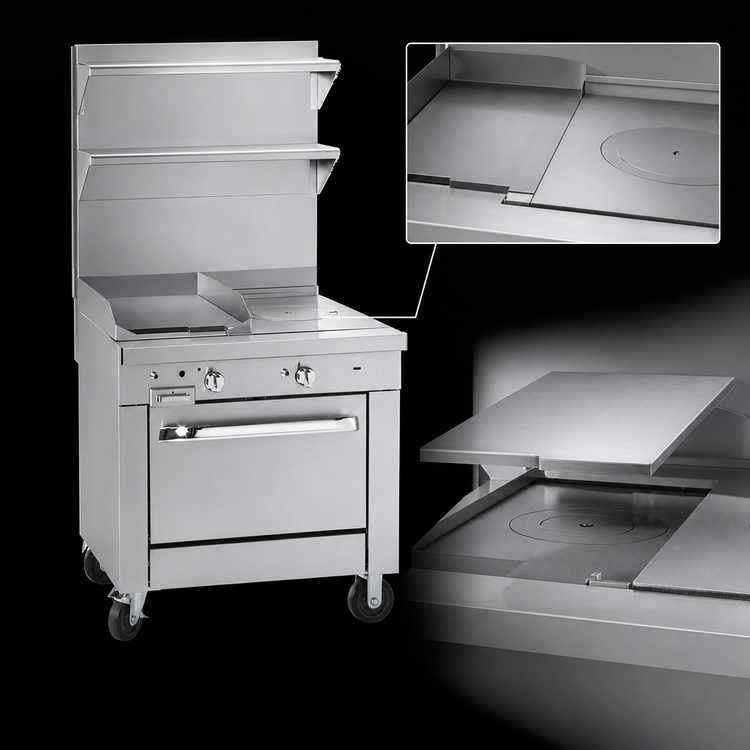 Product image #3 for 32-Inch Heavy Duty Floor Model Gas Sectional Range with Full-Width Graduated Hot Top and Standard Oven