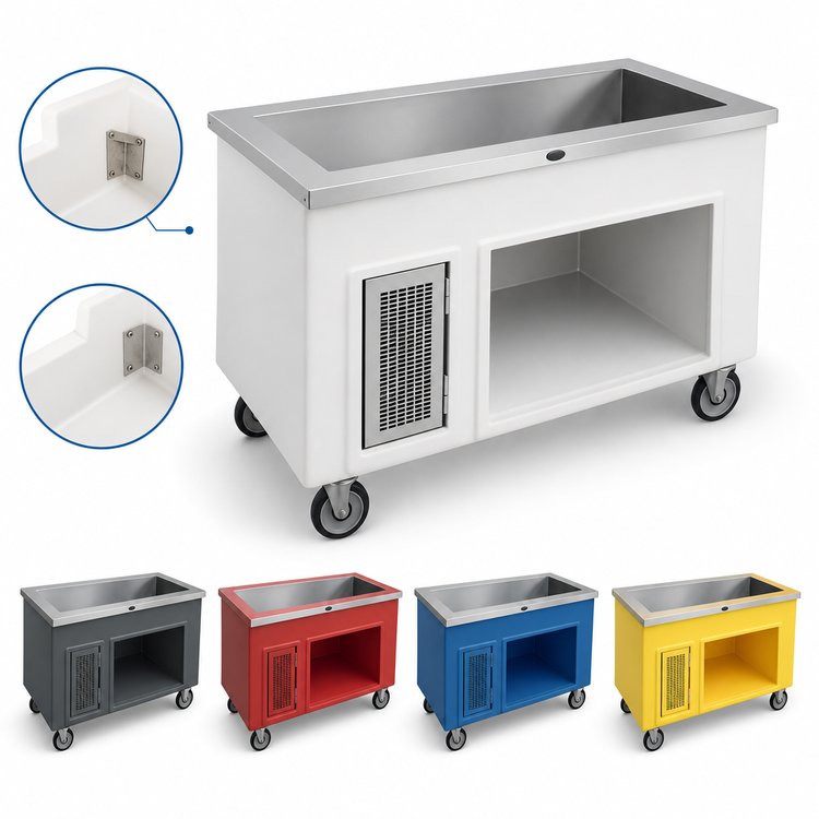 Product image #3 for Randell RANFG IC-6S 6-Pan Mobile Iced Cold Food Table with Open Base