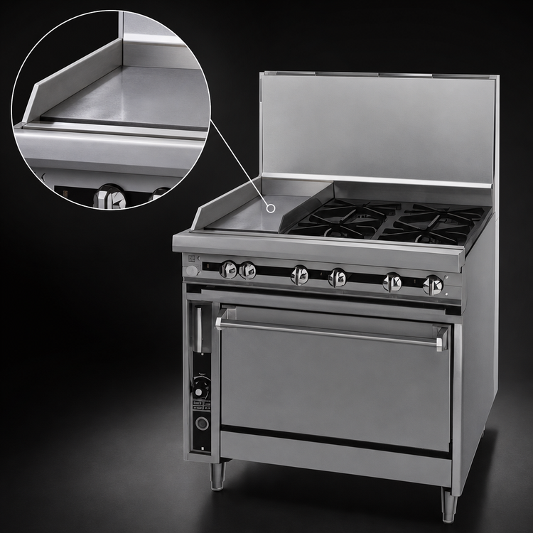 Product image #3 for Jade Range Titan JTRH-24G-1HT-36C 36" Heavy-Duty Gas Range with 24" Griddle, Hot Top, and Convection Oven
