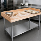 Thumbnail image #3 for John Boos DSS13 Baker's Top Wood Work Table, 72 x 36 Inches, 1-3/4-Inch Maple Top, Stainless Steel Undershelf
