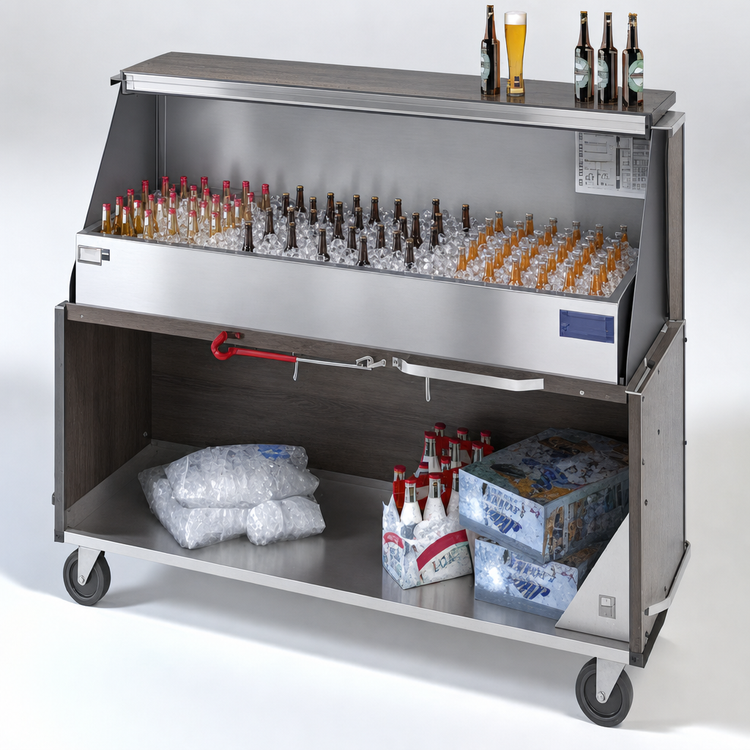 Product image #3 for Dinex DXPPB560IBWAN Full-Length Ice Bin Portable Bar with American Natural Finish