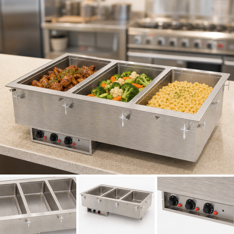 Product image #3 for Vollrath 3-Well Drop-In Electric Hot Food Well, Wet Operation, Individual Infinite Controls, 120V, Marine-Grade Stainless Steel