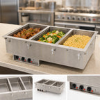 Thumbnail image #3 for Vollrath 36404HD 3-Well Drop-In Electric Hot Food Well, Wet Operation, Individual Infinite Controls, Insulated, 316 Stainless Steel, 120V