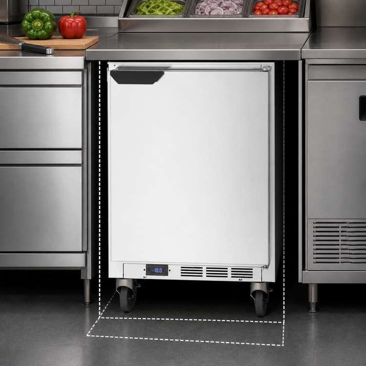 Product image #4 for Beverage-Air 24-Inch One-Section Undercounter Freezer, 4.9 Cu. Ft., Solid Door, Rear-Mounted Self-Contained Refrigeration