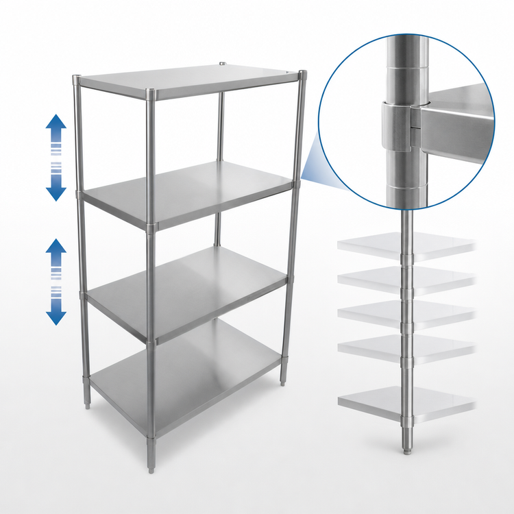 Product image #3 for John Boos Stainless Steel Dry Storage Shelving Unit with 4 Adjustable Shelves, 54 x 18 x 72 Inches