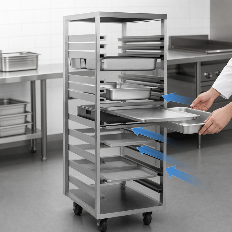 Product image #3 for Panco Mobile Front-Loading Universal Pan Rack, 11 Pair Capacity, Stainless Steel