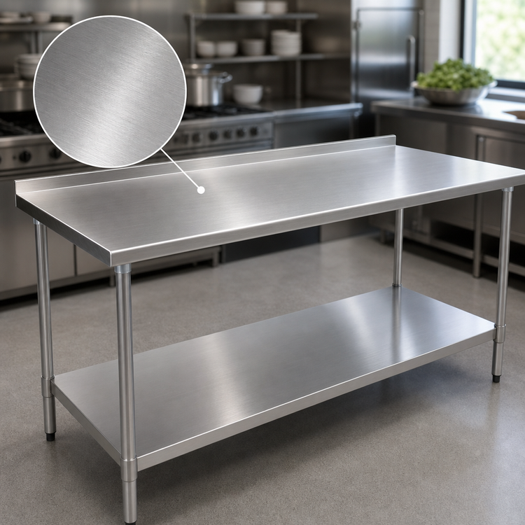 Product image #3 for BlendPort® Budget Series 72-Inch x 24-Inch 430 Stainless Steel Work Table with Rear Upturn and Adjustable Undershelf