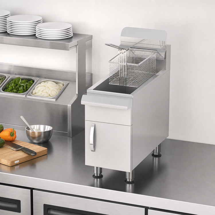 Product image #3 for Omcan Commercial Countertop LP Gas Deep Fryer, 15 lb Capacity, 2-Burner, Stainless Steel
