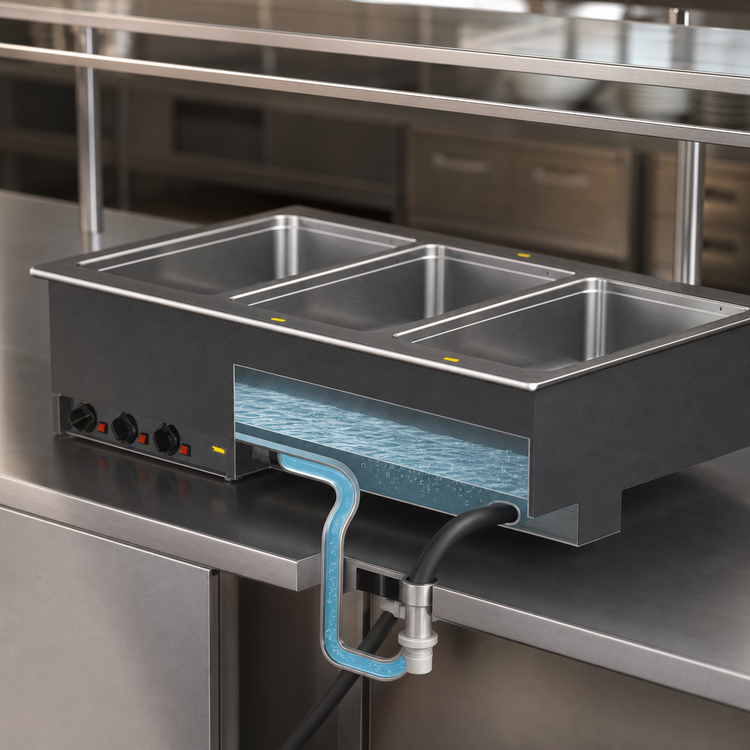 Product image #3 for Vollrath Three-Well Drop-In Electric Hot Food Well Unit with Auto-Fill and Thermostatic Controls, 120V