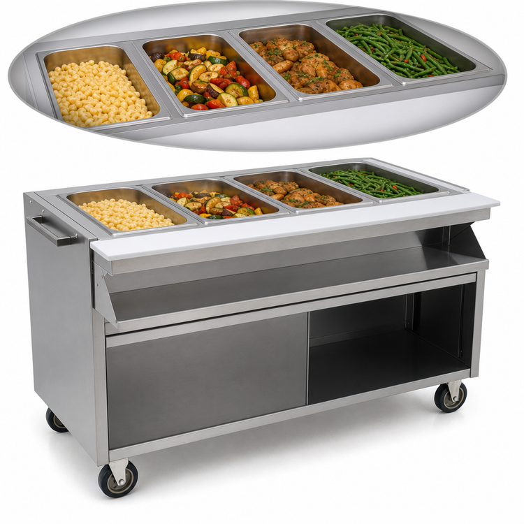 Product image #3 for Spec-Master 4-Well Electric Mobile Sealed Well Hot Food Table with Sliding Doors