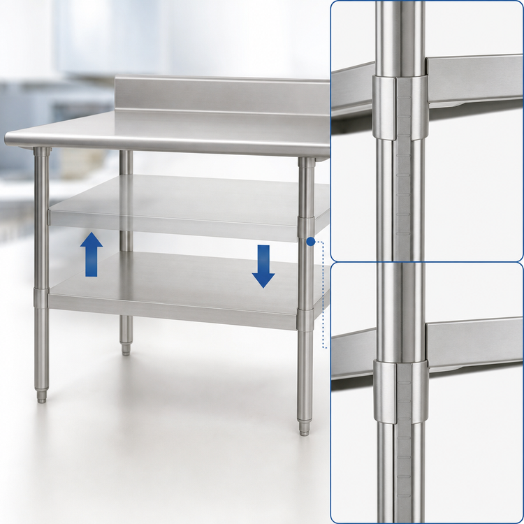 Product image #3 for Eagle Group Adjustable Galvanized Work Table Undershelf, 30 x 24 Inches